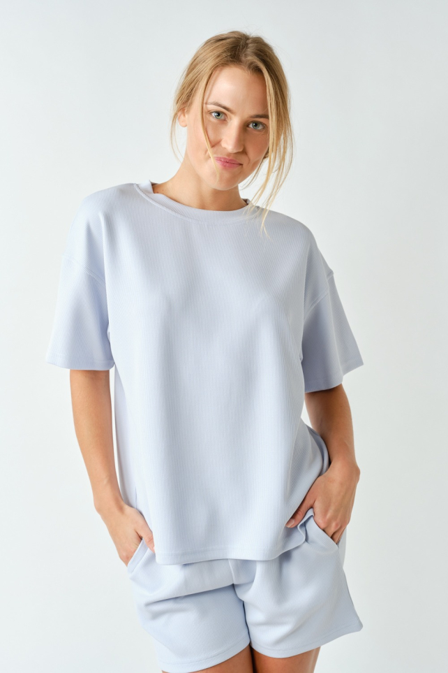 Luxe Sand Wash Rib Tee Set(KSET5898)