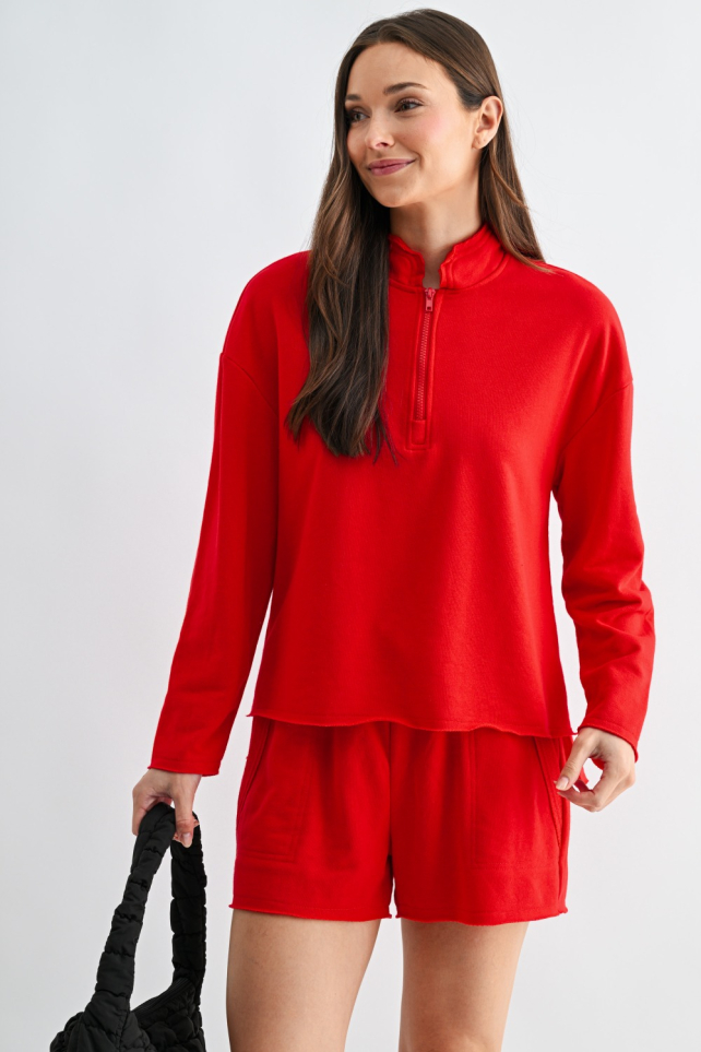 Offset Raw Edge Half-Zip Set(KSET5900)