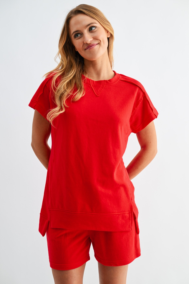 Offset Raw Edge French Terry Set(KSET5903)