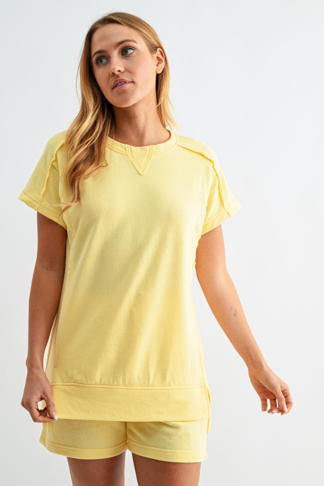 Offset Raw Edge French Terry Set(KSET5903)