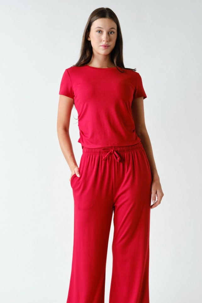 Marlow Short-Sleeve Ruched Two-Piece Set(KSET6041)