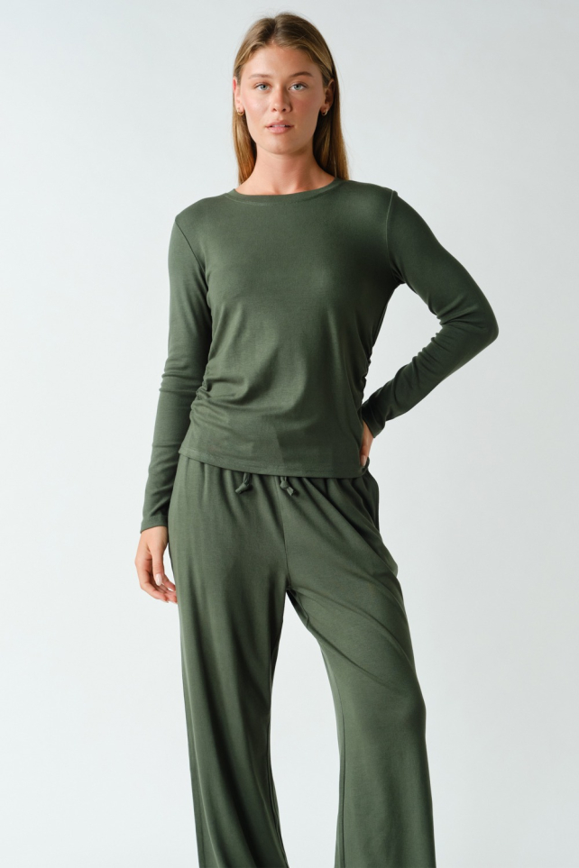 Marlow Long Sleeve Ruched Soft-Knit Lounge Set(KSET6042)