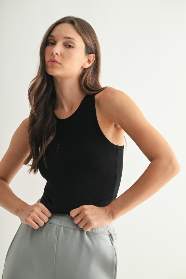 Essential Micro-Ribbed Racer Athleisure Tank Top (KT11624G)