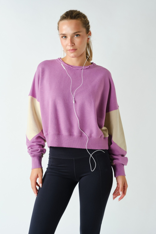 Vintage Vibes Color Block Sweatshirt(KT5373)