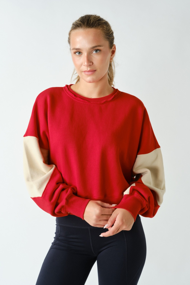 Vintage Vibes Color Block Sweatshirt(KT5373)