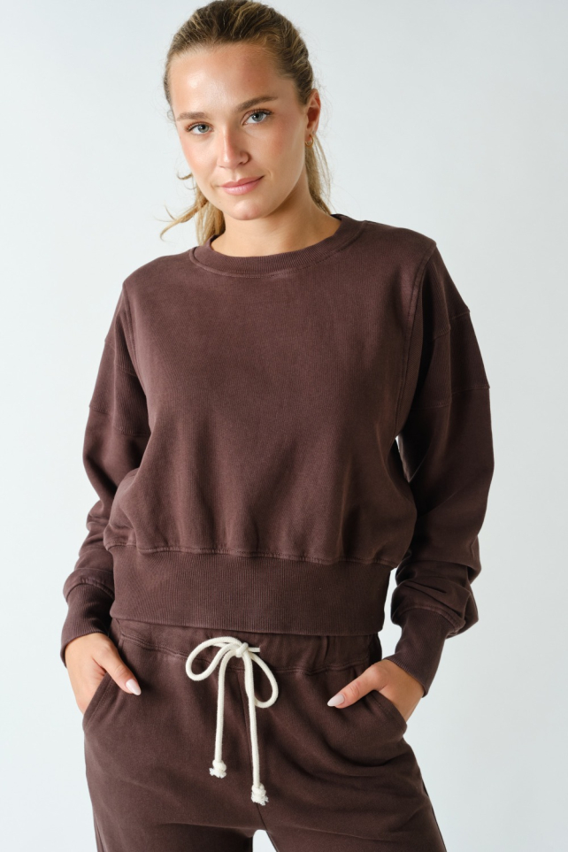 Mineral Wash Luxe Cropped Sweatshirt(KT5397)