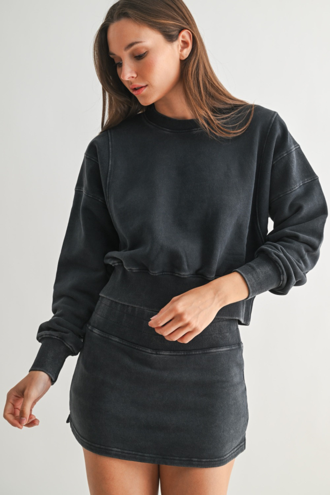 Mineral Wash Luxe Cropped Sweatshirt(KT5397)