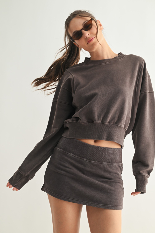 Mineral Wash Luxe Cropped Sweatshirt(KT5397)