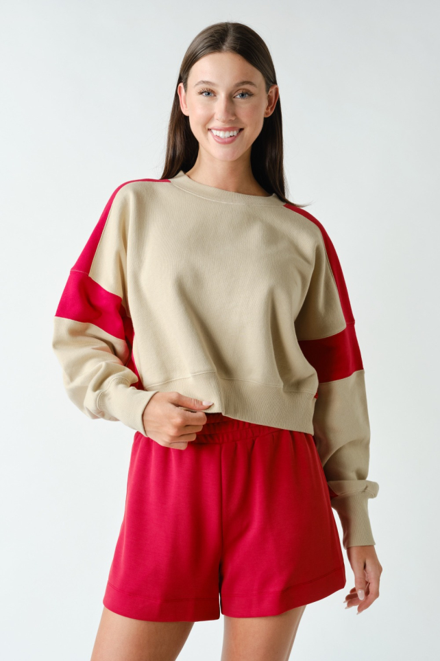 Contrast Edge Cropped Sweatshirt(KT5420)