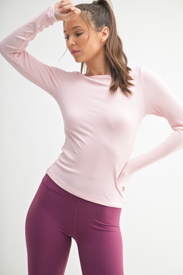 Barely There Boat Neck Micro-Ribbed Top (KT5494)