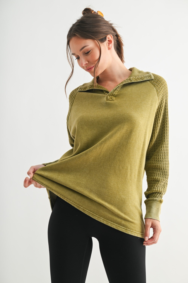 Duality Waffle Knit Henley (KT5539)
