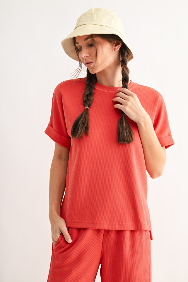 Luxe Sand Wash Rib Lounge Tee(KT5626)
