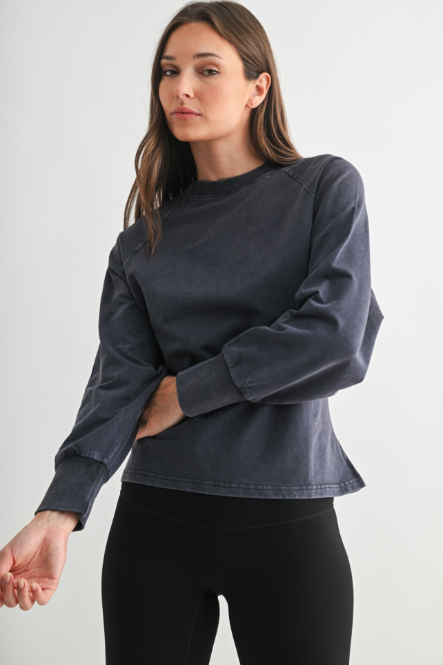 Open Sky Mineral Wash Tie Back Long Sleeve(KT5646)