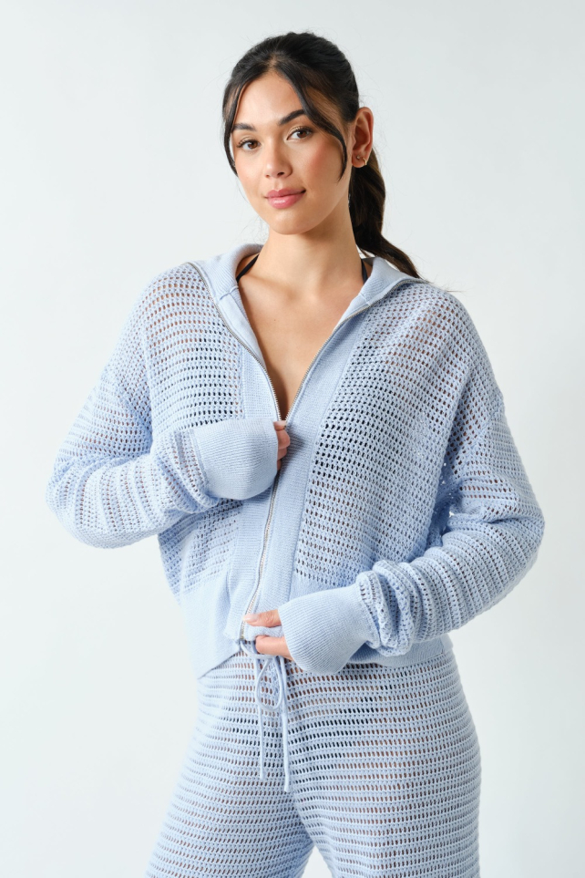 Coastal Crochet Air Mesh Zip-Up (KT5711)