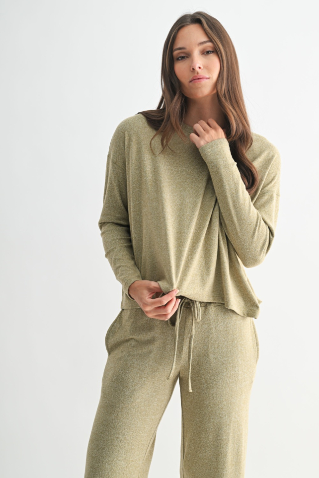 Brushed Hacci Lounge Back Pleat Long Sleeve(KT5714)