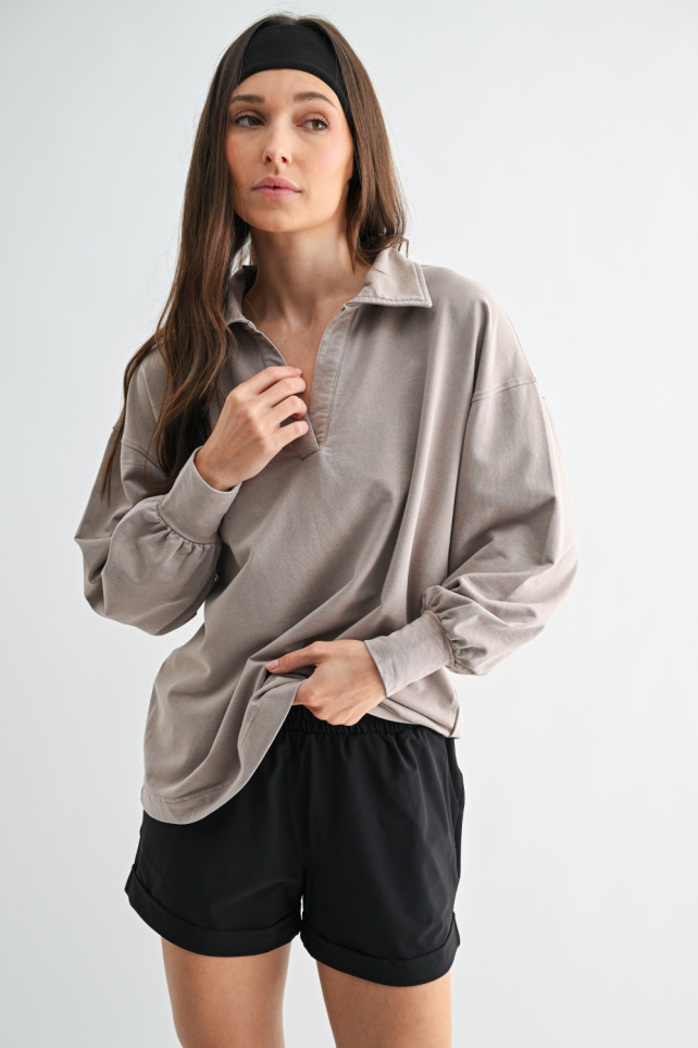 Sunfade Cotton Collared Long Sleeve(KT5718)