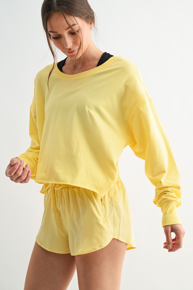 Crescent Pima Cotton Open Back Long Sleeve Tee(KT5734)