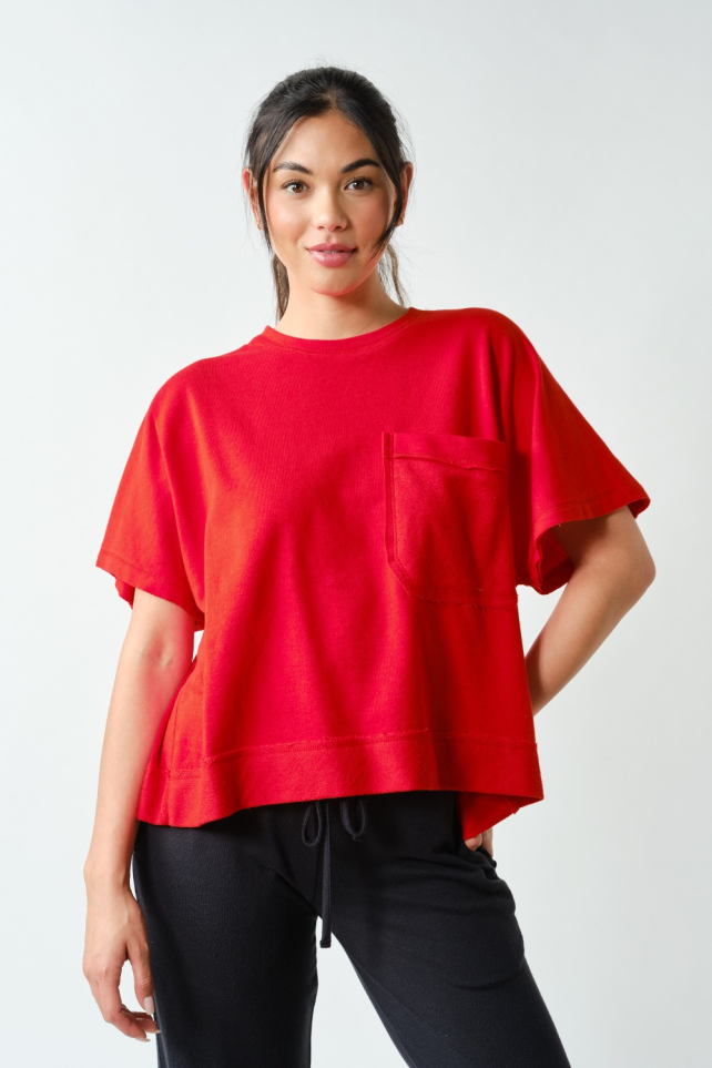 Offset Raw Edge Pocket Tee(KT5825)