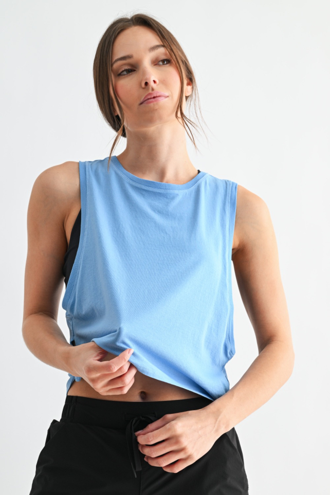 Pima Cotton Relaxed Side-Knot Tank(KT5836)