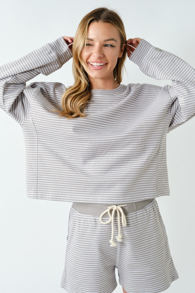 Boardwalk Stripe Crewneck Pullover(KT5914)