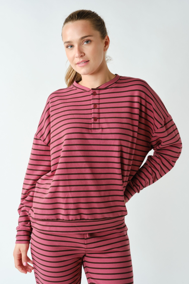 Flex Terry Long Sleeve Drop-Shoulder Henley(KT6074)