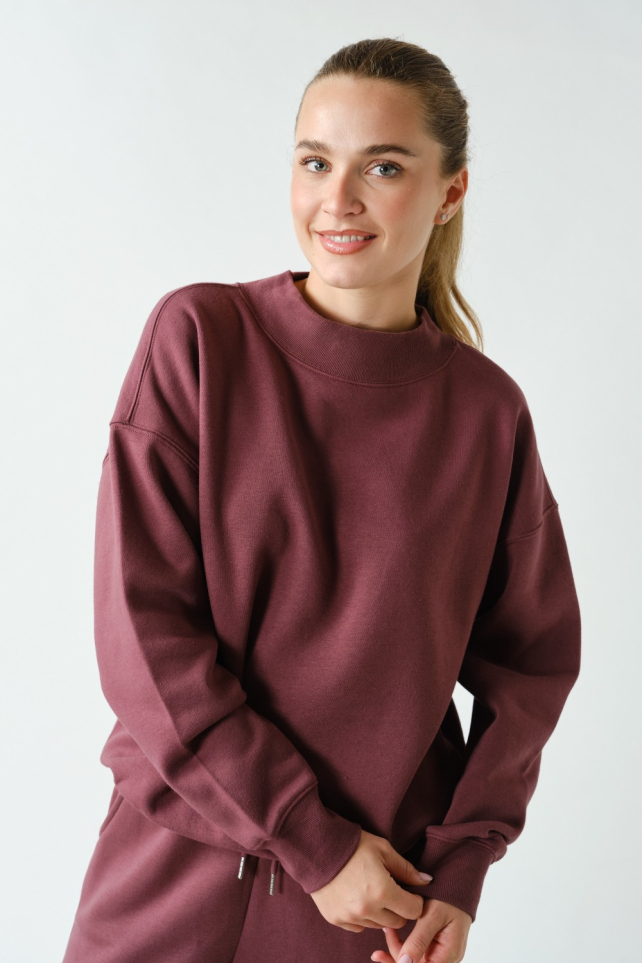 Cotton Fleece Mock Neck Pullover(KT6089)