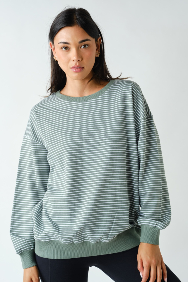 Coastal Striped Crewneck Sweatshirt(KT6112)