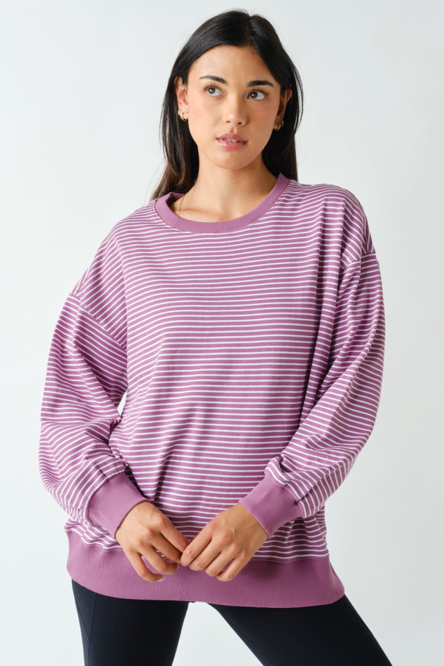 Coastal Striped Crewneck Sweatshirt(KT6112)