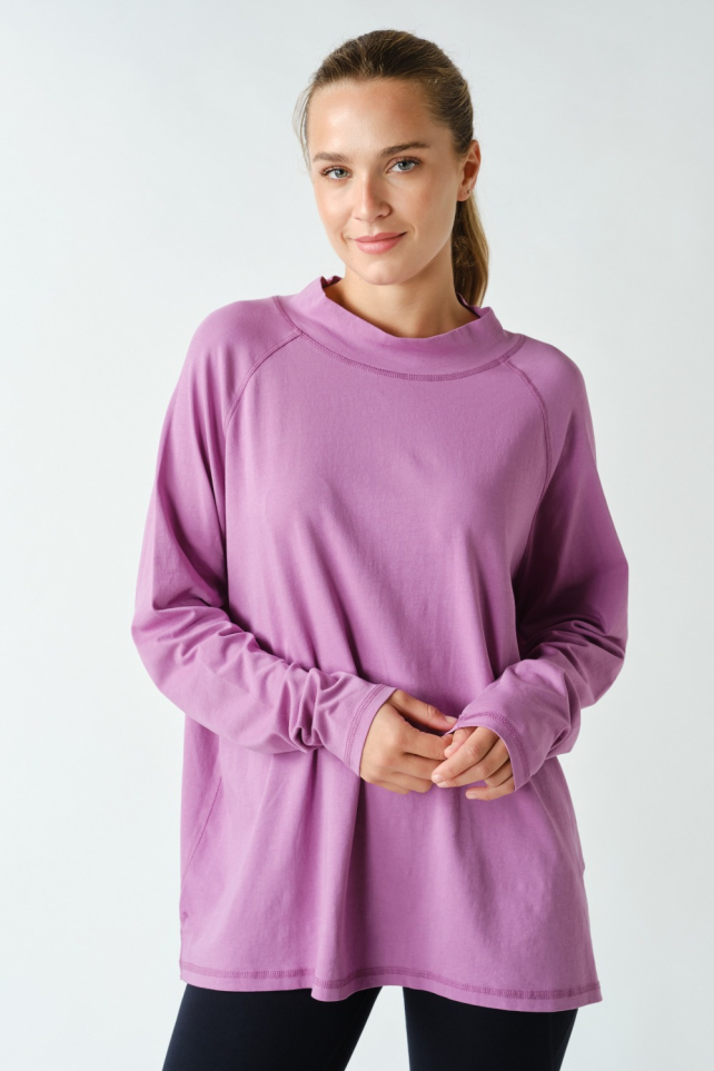 Pima Cotton Mock-Neck Raglan Tunic(KT6122)