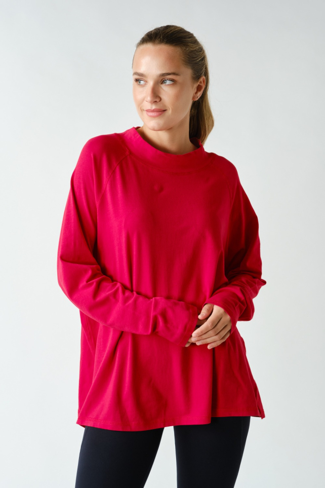 Pima Cotton Mock-Neck Raglan Tunic(KT6122)