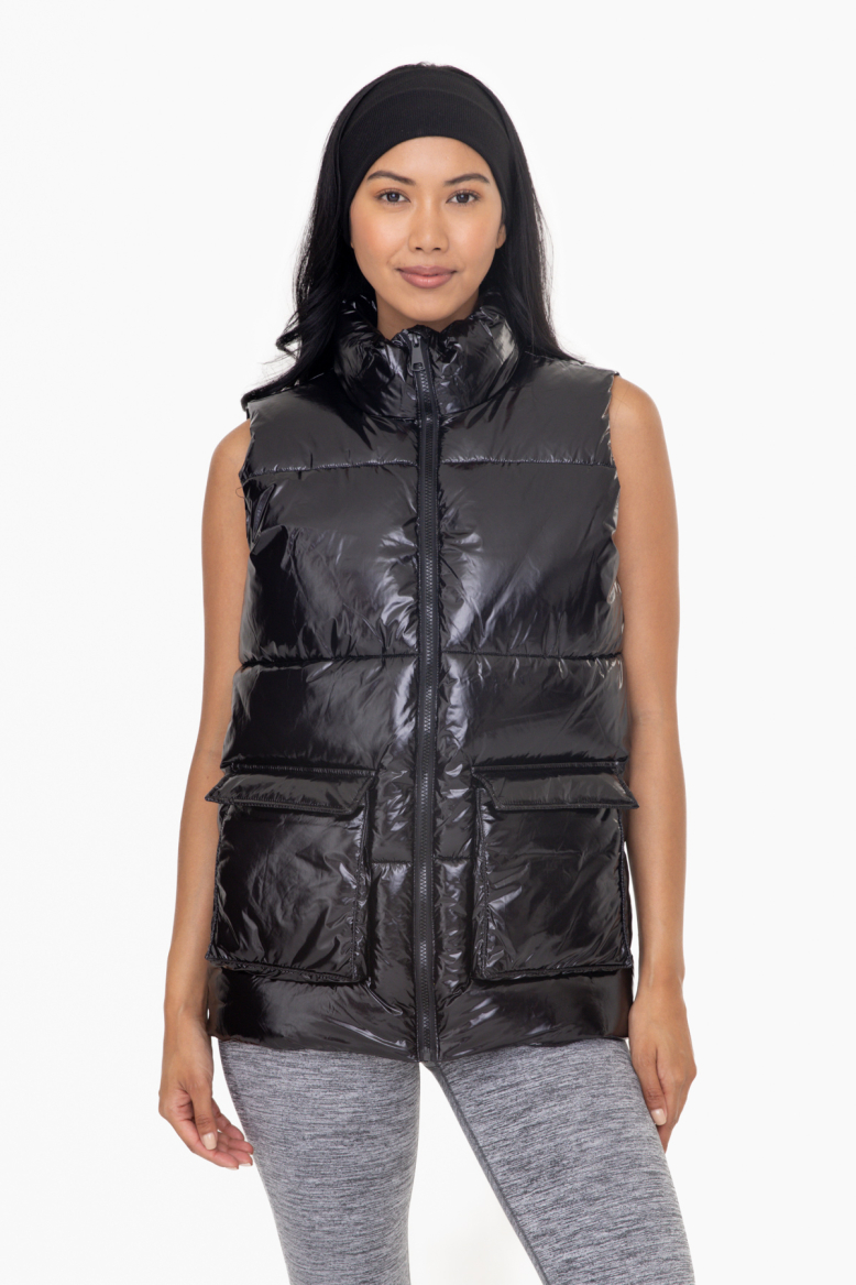 Glossy Faux Patent Leather Longline Vest(AJ7271)