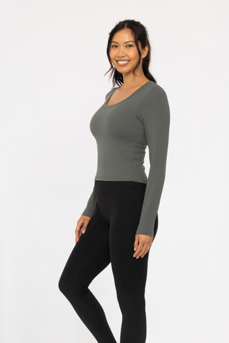 GREEN - Scoop Neck Active Long Sleeve (AT7440)