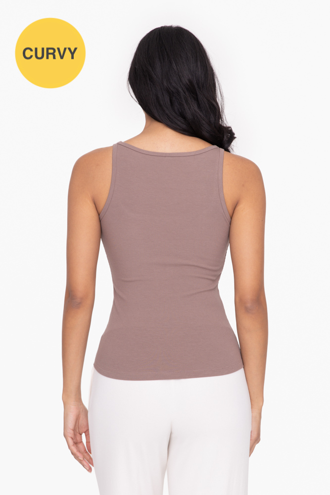 CURVY Square Neck Ribbed Tank Top (KT12031P)