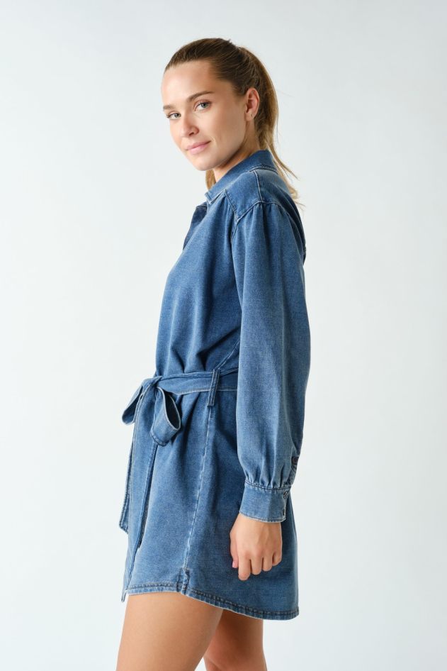 Stretch Denim Mini Shirt Dress(KD6052)