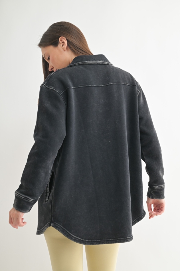 Snap-On Shacket with Pockets (KJ-B0762)