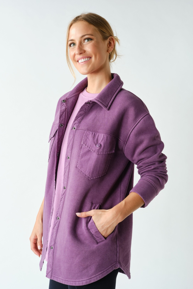 Mineral Wash Snap-On Shacket with Pockets(KJ-B0762)