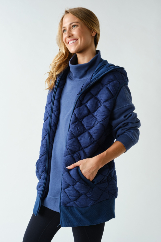 Oversized Quilted Fleece Vest with Hood(KJ-BS0851)