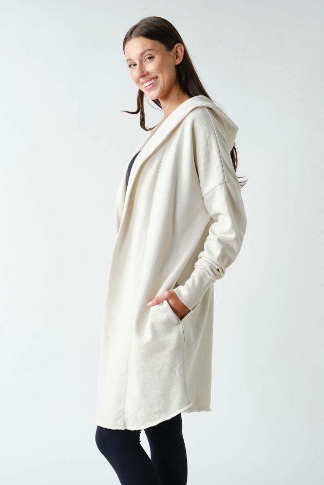 Open Front Longline Hoodie Cardigan(KJ10624)