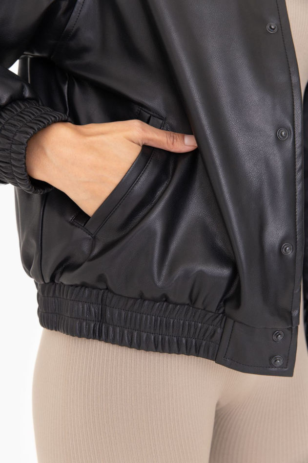 Vegan Leather Bomber Jacket (KJ12021)