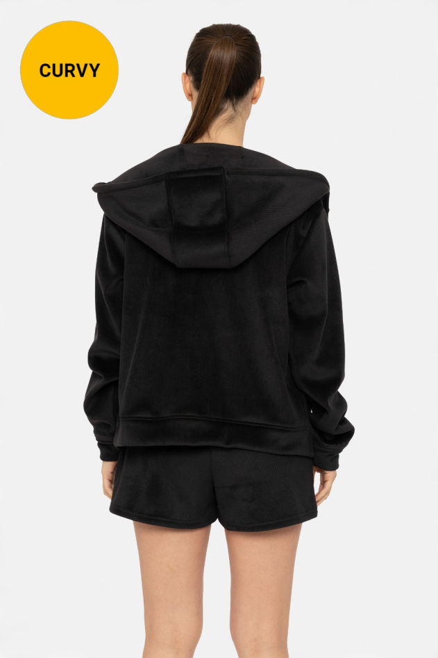 CURVY Soft Luxe Corduroy Zip Up Hoodie (KJ5050P)