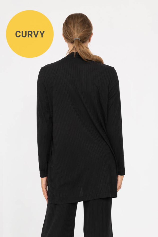 CURVY Soft Ribbed Longline Cardigan(KJ5073P)