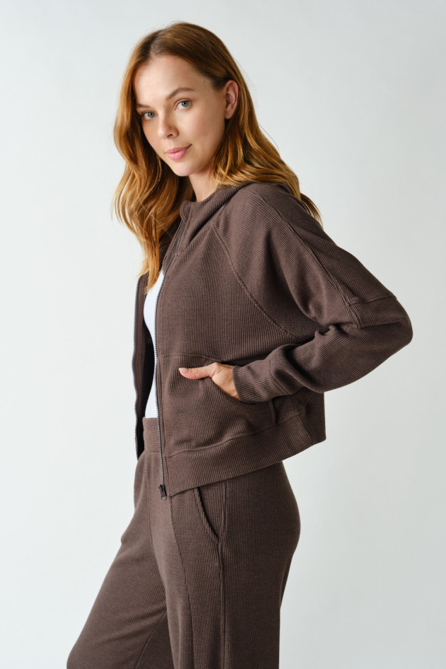 Waffle Zip-Up Hooded Jacket(KJ5923)