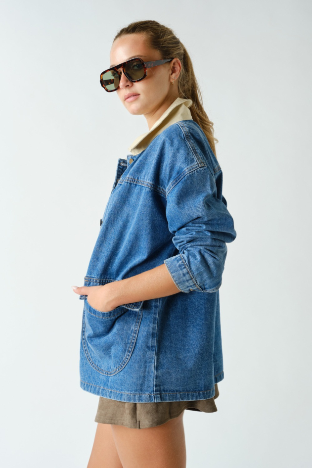Beverly Contrast Collar Denim Jacket (KJ5962)