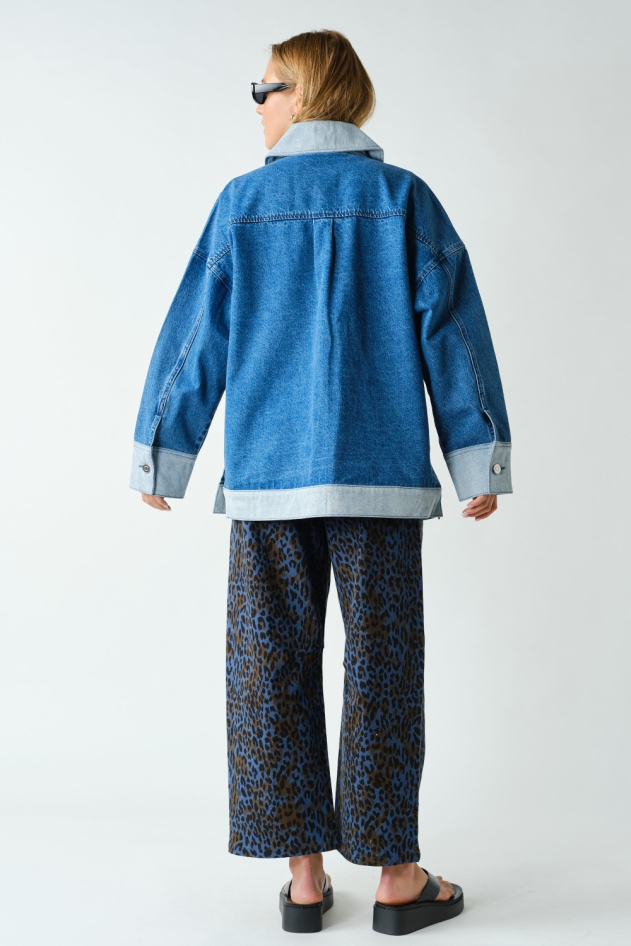 Two-Tone Oversized Denim Jacket (KJ5967)