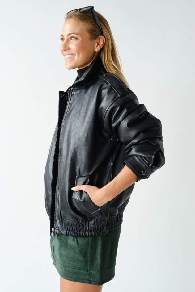 Vegan Leather Flight Jacket (KJ5971)