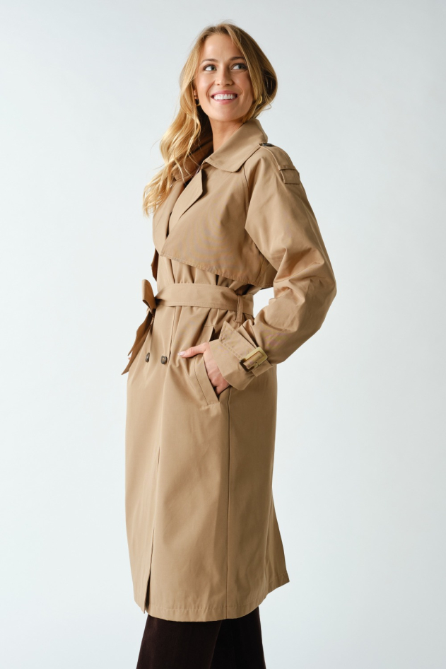 Belted Tailored Double-Breasted Trench Coat (KJ6096)