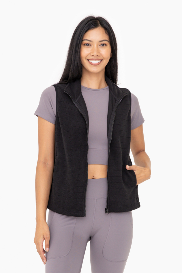 Stripe Jacquard Panel Fleece Vest (KJS12240)