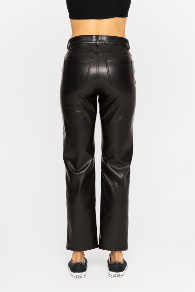 Vegan Leather Straight Leg Pants (KP12028)