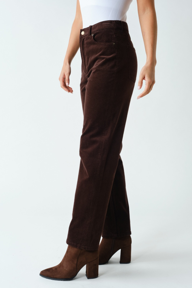 Corduroy High-Rise Straight-Leg Pants(KP6007)