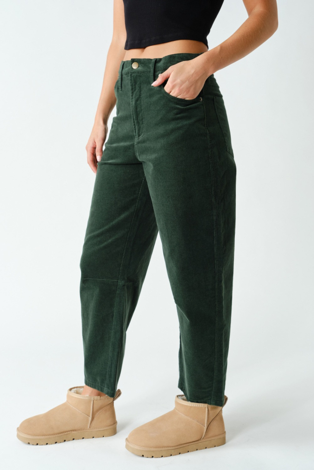 Corduroy Barrel-Leg Pants(KP6136)